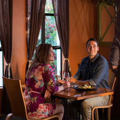 A couple enjoying dinner in San Luis Obispo