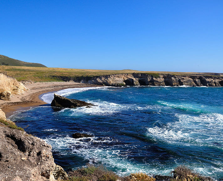 A view of the ocean from a cove