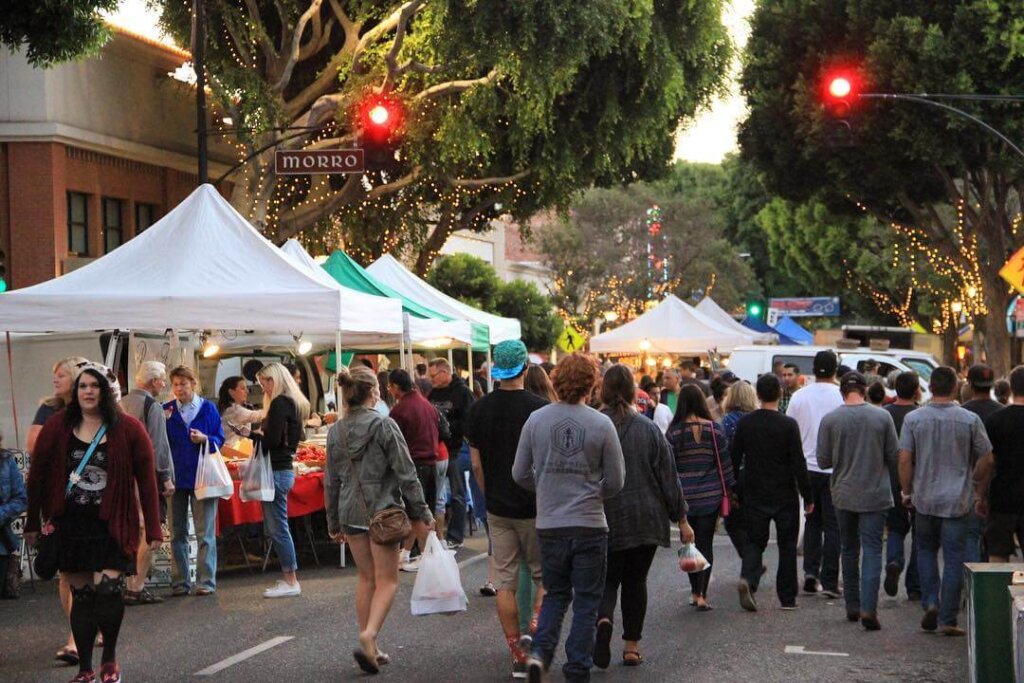 Crowds at Downtown SLO Farmers Market